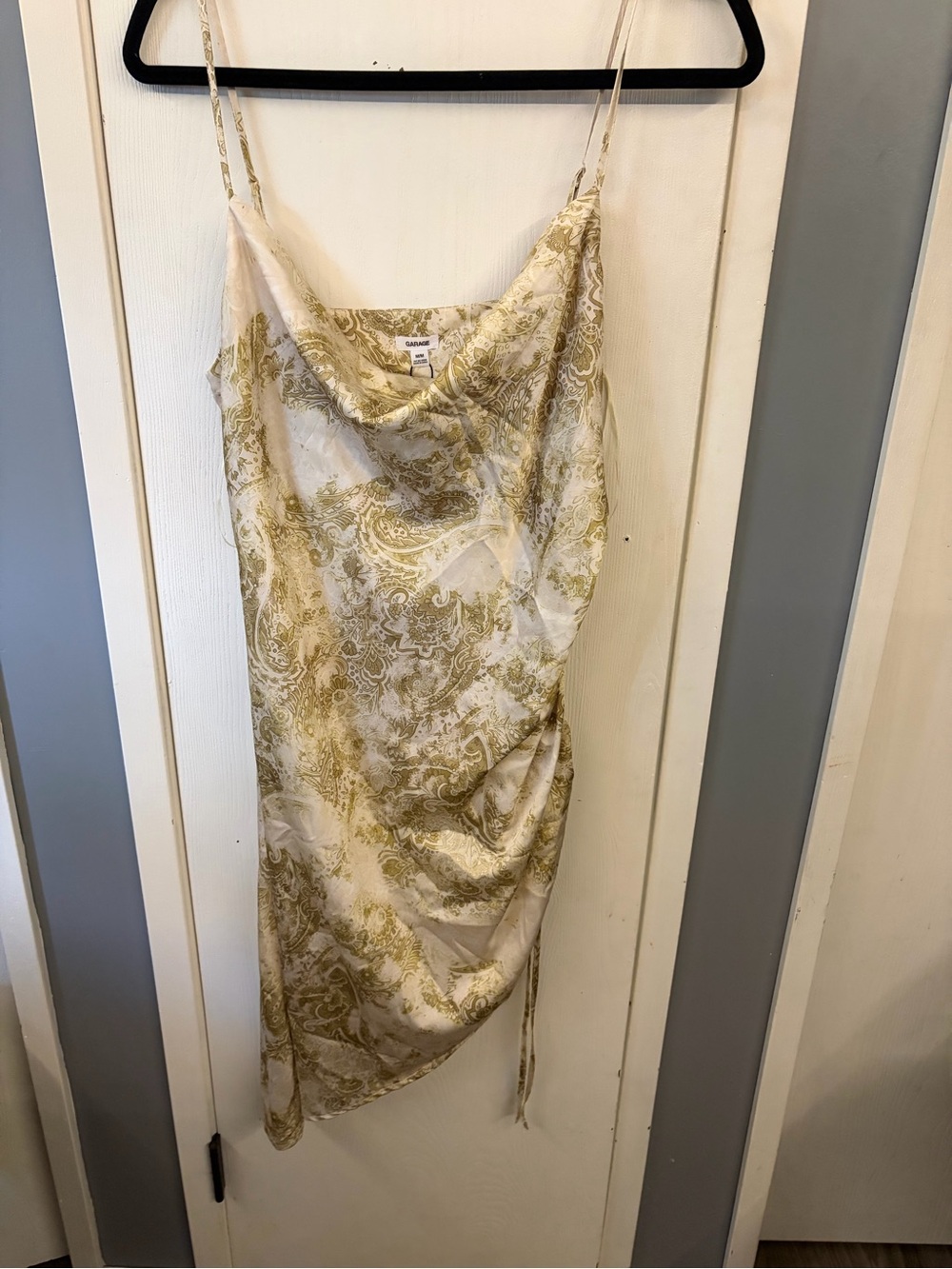 Garage Cream & Gold Paisley Cowl Slip Dress